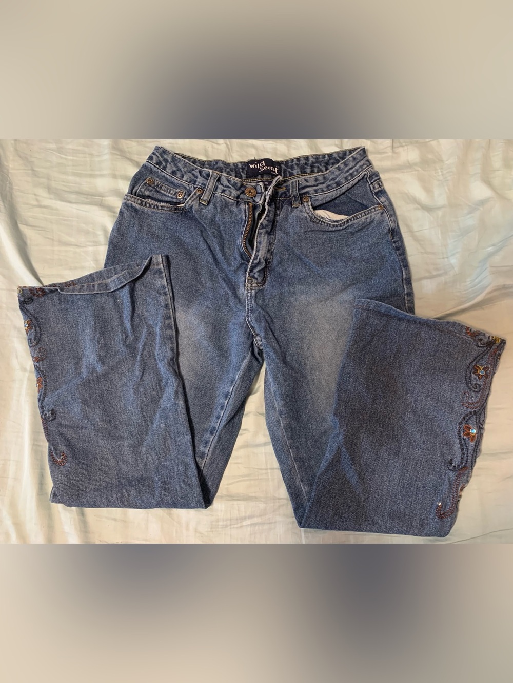 Girls Wild Secret Embroidered Flare Jeans